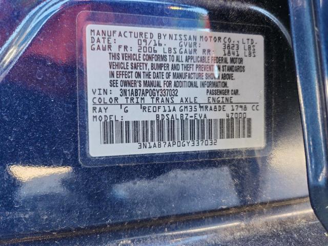 Продажа на аукционе авто 2016 Nissan Sentra, vin: 3N1AB7AP0GY337032, номер лота: 65372735