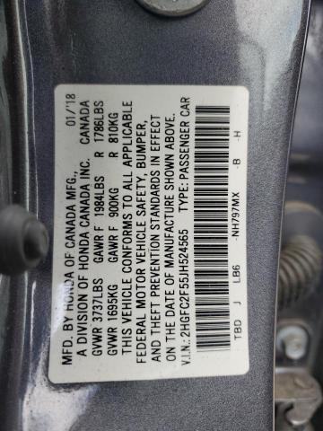 Aukcja sprzedaży 2018 Honda Civic Lx, vin: 2HGFC2F55JH524565, numer aukcji: 65915075