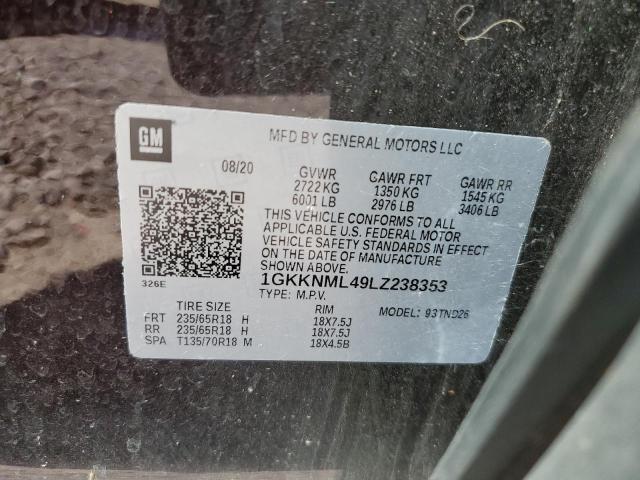 64852235 :رقم المزاد ، 1GKKNML49LZ238353 vin ، 2020 Gmc Acadia مزاد بيع