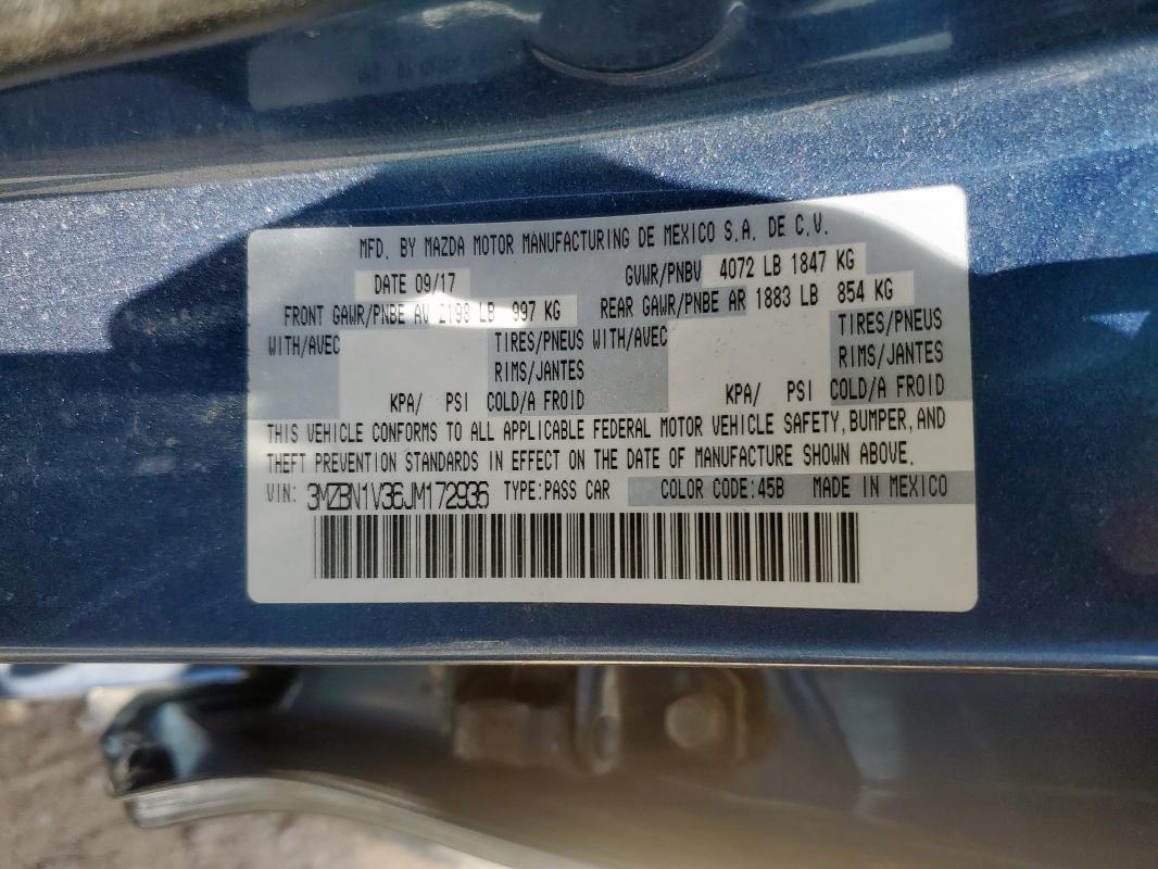 Aukcja sprzedaży 2018 Mazda 3 Touring, vin: 3MZBN1V36JM172936, numer aukcji: 64776275