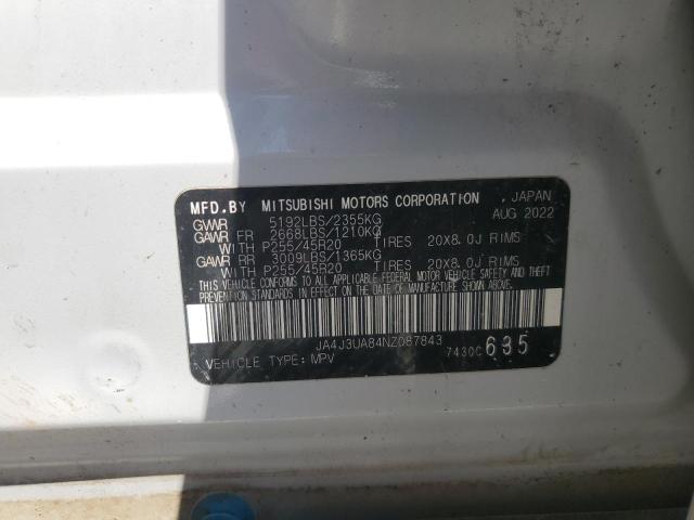 Продажа на аукционе авто 2022 Mitsubishi Outlander, vin: JA4J3UA84NZ087843, номер лота: 63383435