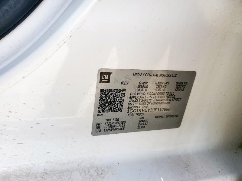 Продаж на аукціоні авто 2018 Chevrolet Silverado, vin: 1GC1KVEY3JF110680, номер лоту: 65922195