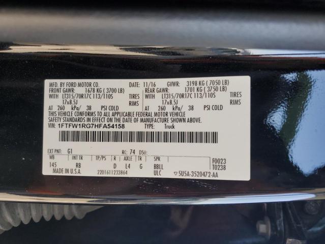 2017 Ford F150 მანქანა იყიდება აუქციონზე, vin: 1FTFW1RG7HFA54158, აუქციონის ნომერი: 64142735