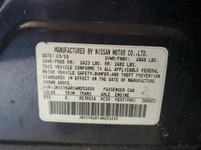 66936775 :رقم المزاد ، JN1CV6AR1AM252450 vin ، 2010 Infiniti G37 مزاد بيع