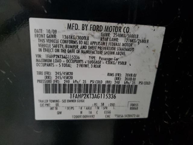 62677275 :رقم المزاد ، 1FAHP2KT3AG115336 vin ، 2010 Ford Taurus مزاد بيع