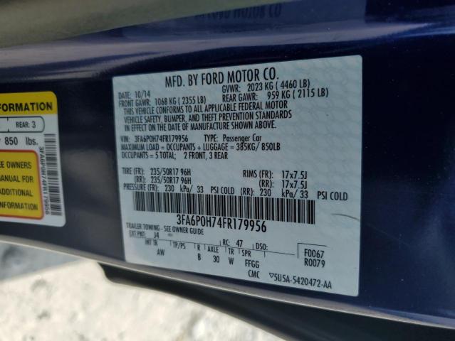 Aukcja sprzedaży 2015 Ford Fusion Se, vin: 3FA6P0H74FR179956, numer aukcji: 63649525