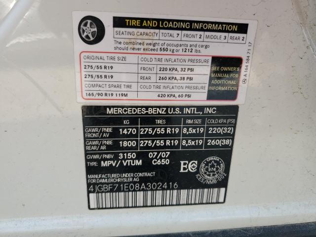 Aukcja sprzedaży 2008 Mercedes-benz Gl, vin: 4JGBF71E08A302416, numer aukcji: 62677505