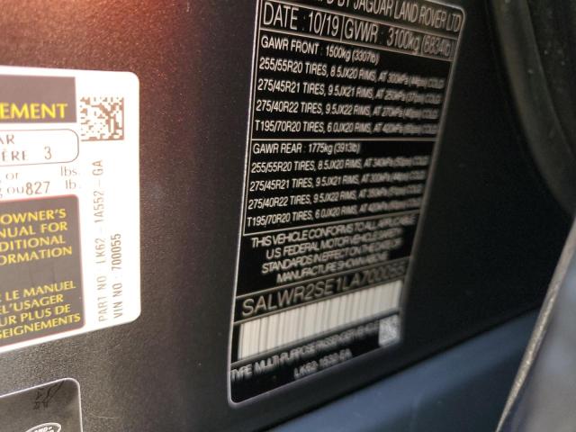 Auction sale of the 2020 Land Rover Range Rove, vin: SALWR2SE1LA700055, lot number: 64263295