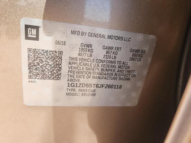 2018 Chevrolet Malibu Lt მანქანა იყიდება აუქციონზე, vin: 1G1ZD5ST6JF260118, აუქციონის ნომერი: 63530085