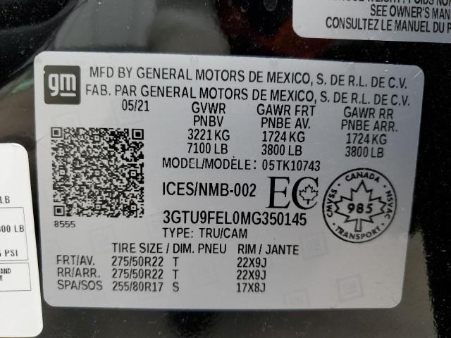 Aukcja sprzedaży 2021 Gmc Sierra, vin: 3GTU9FEL0MG350145, numer aukcji: 66541775