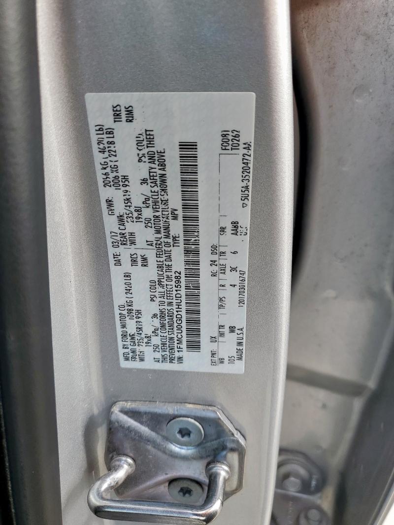 Aukcja sprzedaży 2017 Ford Escape, vin: 1FMCU0GD1HUD15982, numer aukcji: 64964375