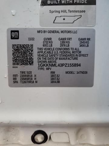Auction sale of the 2023 Gmc Acadia Slt, vin: 1GKKNML43PZ155894, lot number: 63518995