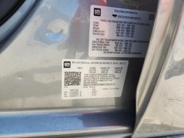 63202935 :رقم المزاد ، 3GCUYEEDXMG385572 vin ، 2021 Chevrolet Silverado مزاد بيع