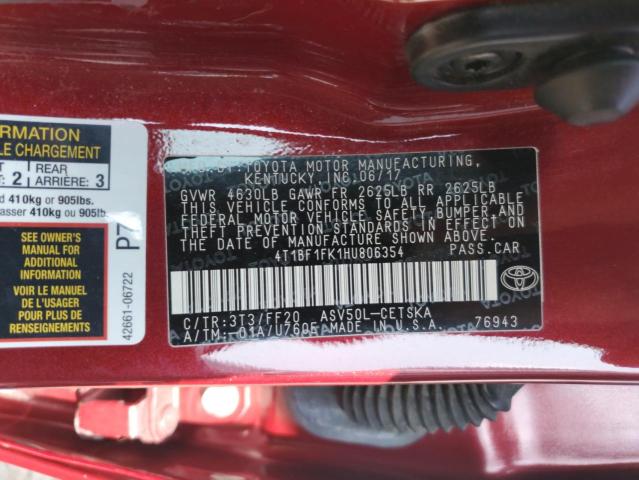 Продаж на аукціоні авто 2017 Toyota Camry Se, vin: 4T1BF1FK1HU806354, номер лоту: 65527865