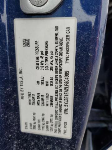 Продаж на аукціоні авто 2020 Tesla Model 3, vin: 5YJ3E1EA2LF804909, номер лоту: 65754995