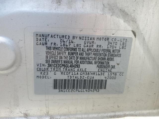 64886445 :رقم المزاد ، 3N1CE2CP6GL404293 vin ، 2016 Nissan Versa Note مزاد بيع