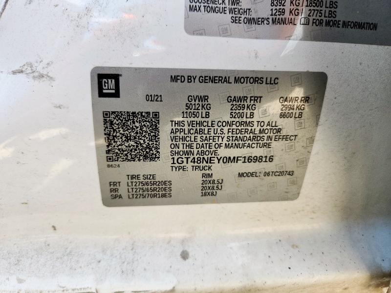 Aukcja sprzedaży 2021 Gmc Sierra C25, vin: 1GT48NEY0MF169816, numer aukcji: 61128615