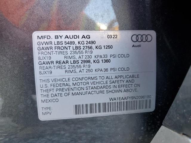 Auction sale of the 2022 Audi Q5 Premium, vin: WA1EAAFY9N2096190, lot number: 64937295