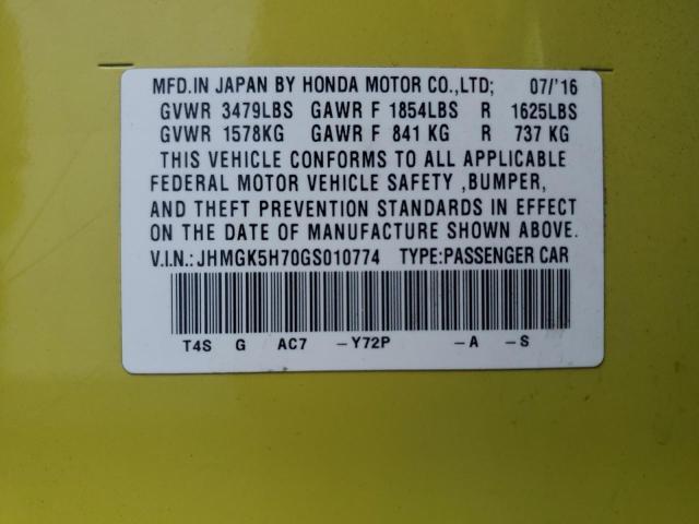 Aukcja sprzedaży 2016 Honda Fit Ex, vin: JHMGK5H70GS010774, numer aukcji: 64292905