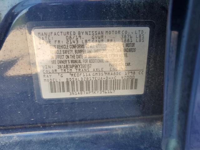 Aukcja sprzedaży 2019 Nissan Sentra, vin: 3N1AB7AP9KY396167, numer aukcji: 65690855