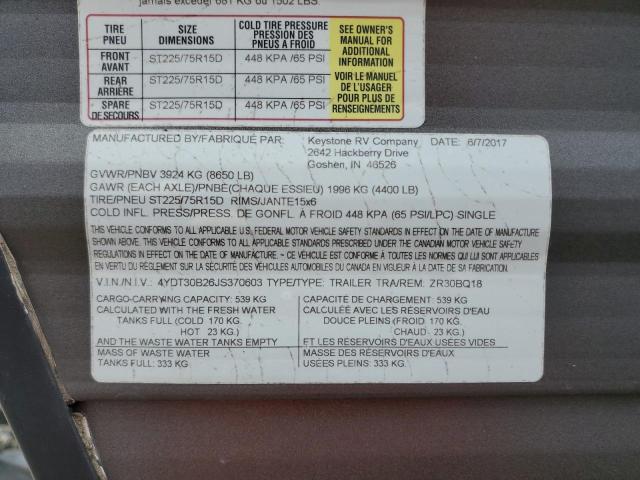 Продажа на аукционе авто 2018 Keystone Zinger, vin: 4YDT30B26JS370603, номер лота: 64609755