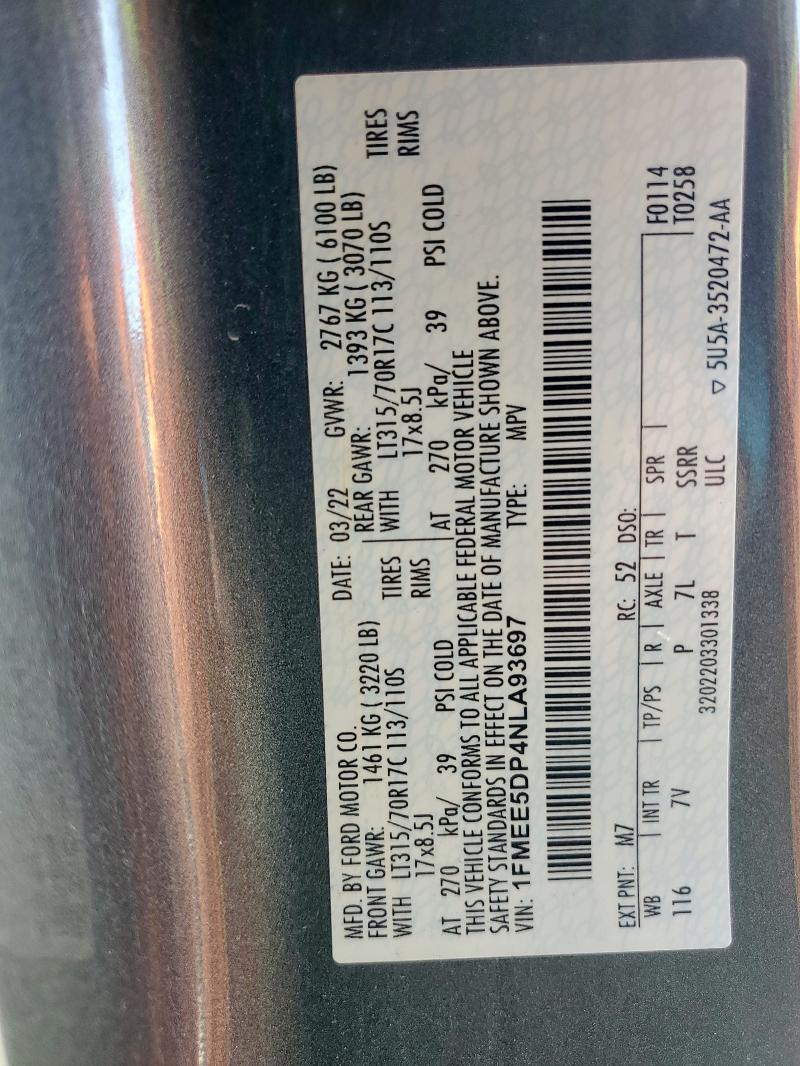 2022 Ford Bronco მანქანა იყიდება აუქციონზე, vin: 1FMEE5DP4NLA93697, აუქციონის ნომერი: 64133445