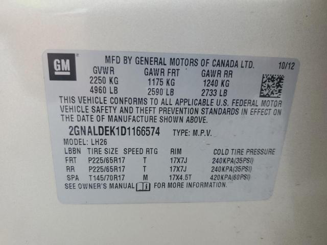Продаж на аукціоні авто 2013 Chevrolet Equinox, vin: 2GNALDEK1D1166574, номер лоту: 66321895