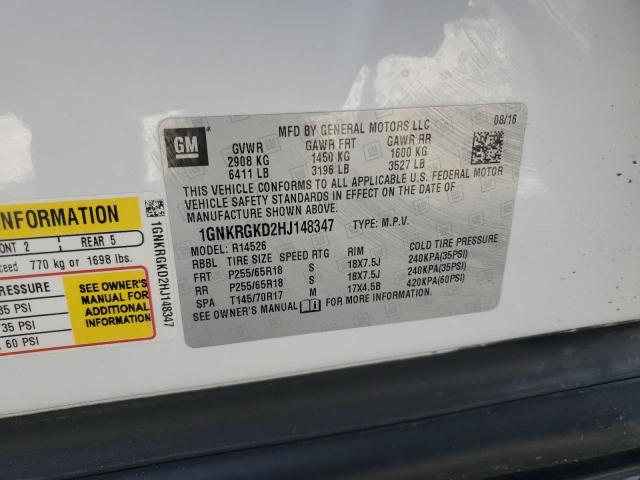Aukcja sprzedaży 2017 Chevrolet Traverse L, vin: 1GNKRGKD2HJ148347, numer aukcji: 65760765