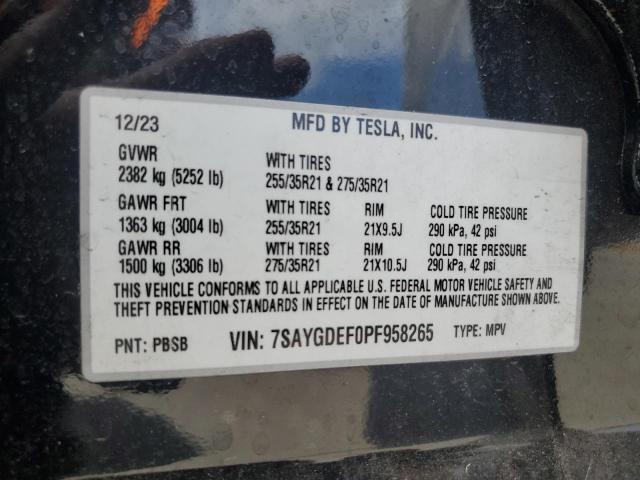 Aukcja sprzedaży 2023 Tesla Model Y, vin: 7SAYGDEF0PF958265, numer aukcji: 65881755