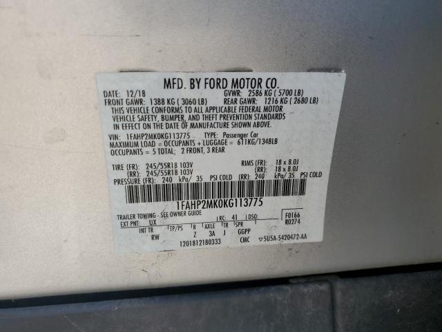 2019 Ford Taurus Pol მანქანა იყიდება აუქციონზე, vin: 1FAHP2MK0KG113775, აუქციონის ნომერი: 61526125