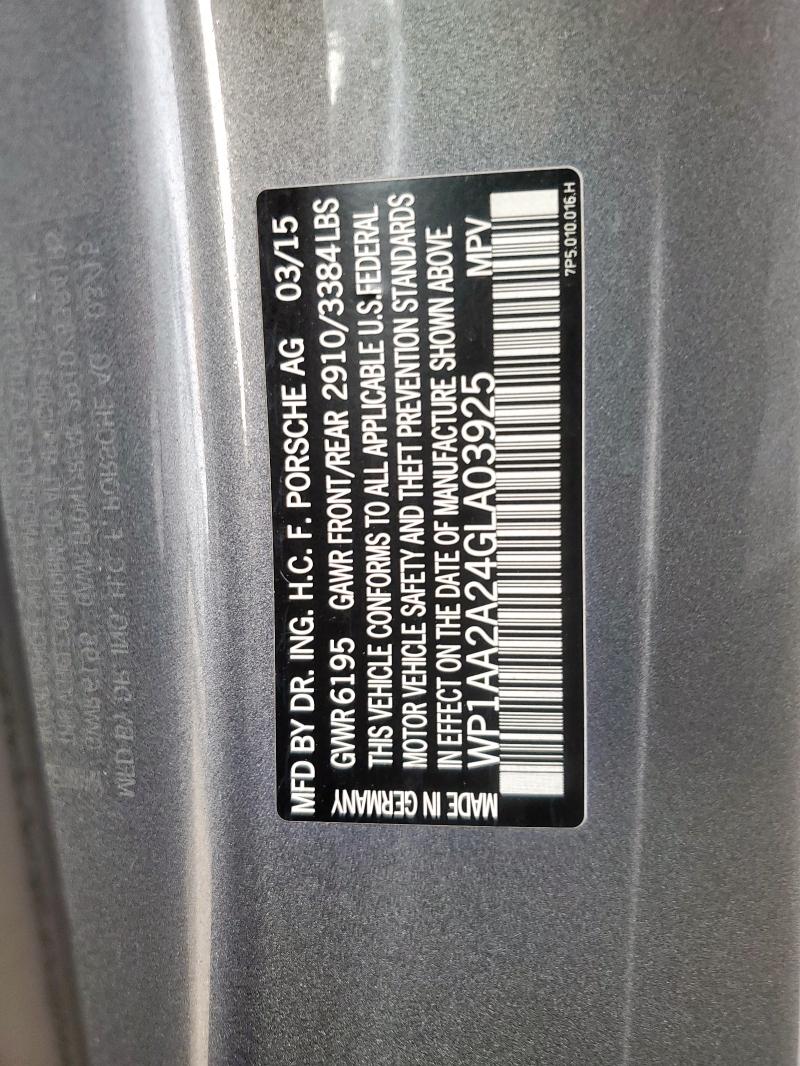 Продаж на аукціоні авто 2016 Porsche Cayenne, vin: WP1AA2A24GLA03925, номер лоту: 64500895