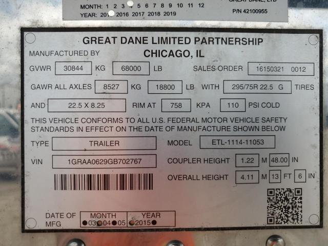 Продаж на аукціоні авто 2016 Great Dane Unknown, vin: 1GRAA0629GB702767, номер лоту: 66220745