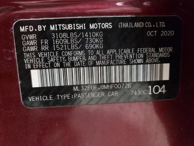 66581845 :رقم المزاد ، ML32FUFJ8MHF00726 vin ، 2021 Mitsubishi Mirage G4 مزاد بيع