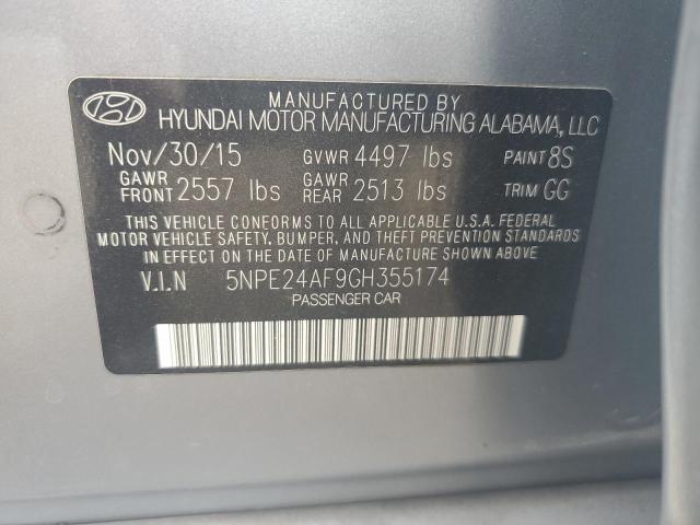 2016 Hyundai Sonata Se მანქანა იყიდება აუქციონზე, vin: 5NPE24AF9GH355174, აუქციონის ნომერი: 63017765