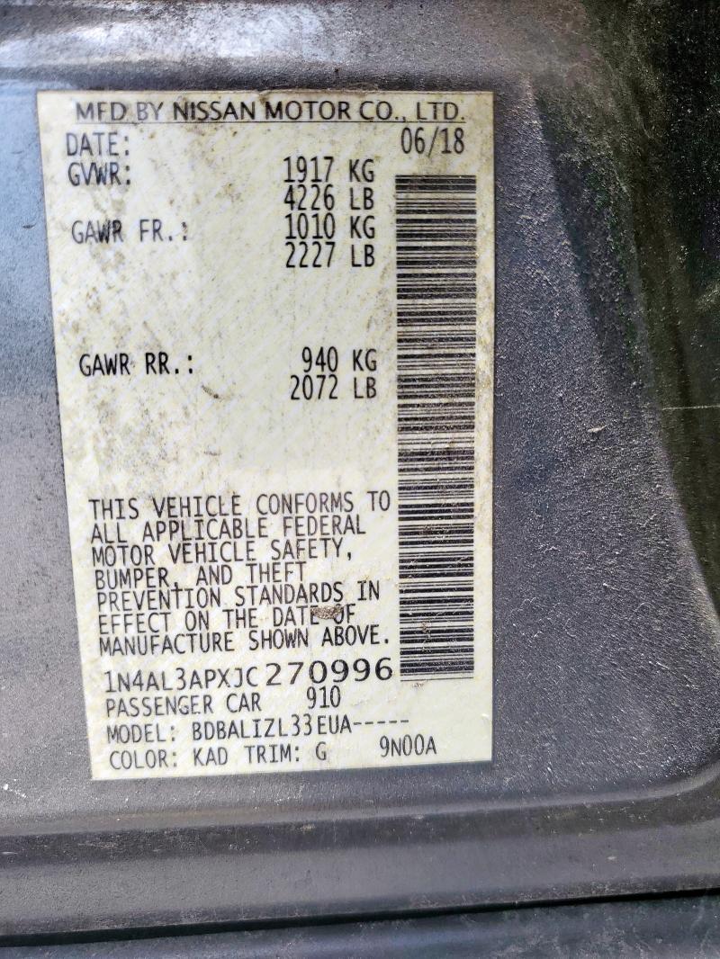 Aukcja sprzedaży 2018 Nissan Altima 2.5, vin: 1N4AL3APXJC270996, numer aukcji: 64980115