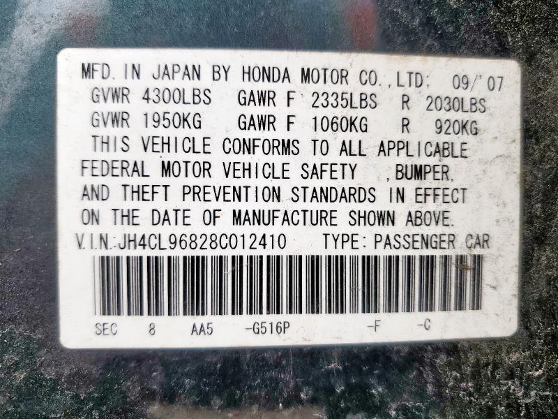 Продаж на аукціоні авто 2008 Acura Tsx, vin: JH4CL96828C012410, номер лоту: 65809295