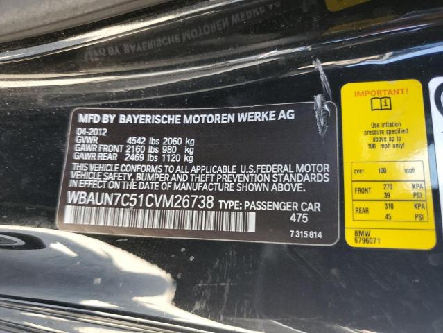 67015355 :رقم المزاد ، WBAUN7C51CVM26738 vin ، 2012 Bmw 135 I مزاد بيع