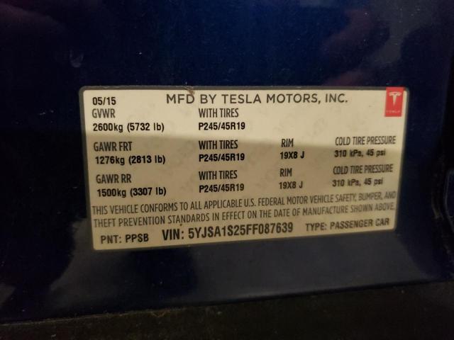 Продаж на аукціоні авто 2015 Tesla Model S 70, vin: 5YJSA1S25FF087639, номер лоту: 65021025