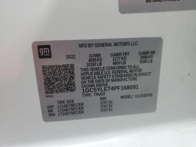 Продаж на аукціоні авто 2023 Chevrolet Silverado, vin: 1GC5YLE74PF168091, номер лоту: 64496135