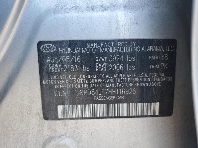 64656415 :رقم المزاد ، 5NPD84LF7HH116926 vin ، 2017 Hyundai Elantra مزاد بيع