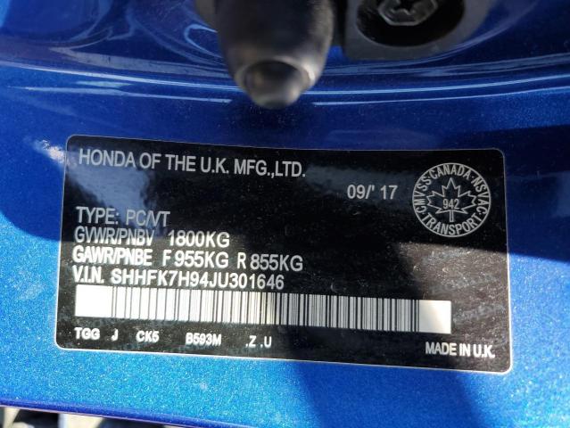 Продаж на аукціоні авто 2018 Honda Civic Spor, vin: SHHFK7H94JU301646, номер лоту: 63603485