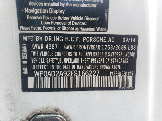 71688935 :رقم المزاد ، WP0AD2A92FS166227 vin ، 2015 Porsche 911 Turbo مزاد بيع