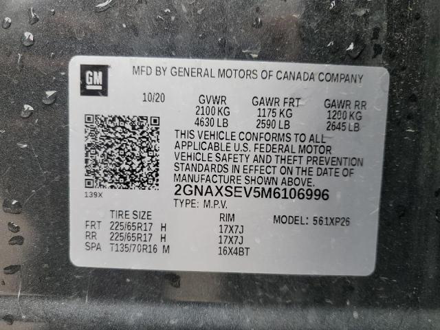 66622725 :رقم المزاد ، 2GNAXSEV5M6106996 vin ، 2021 Chevrolet Equinox مزاد بيع