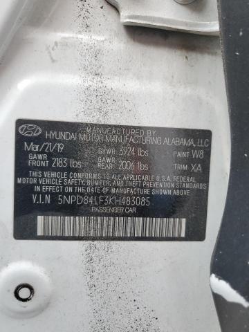 2019 Hyundai Elantra Se მანქანა იყიდება აუქციონზე, vin: 5NPD84LF3KH483085, აუქციონის ნომერი: 64082675