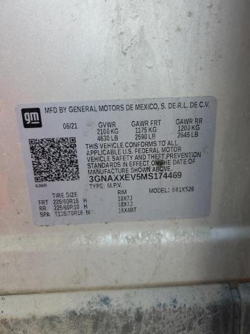 2021 Chevrolet Equinox Pr მანქანა იყიდება აუქციონზე, vin: 3GNAXXEV5MS174469, აუქციონის ნომერი: 63764395
