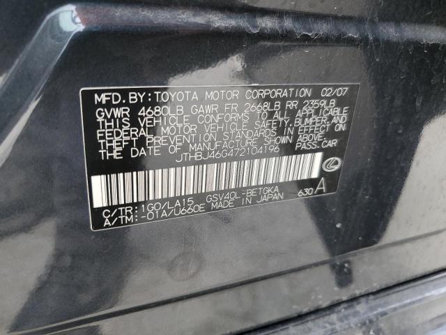 Aukcja sprzedaży 2007 Lexus Es, vin: JTHBJ46G472104196, numer aukcji: 66188055