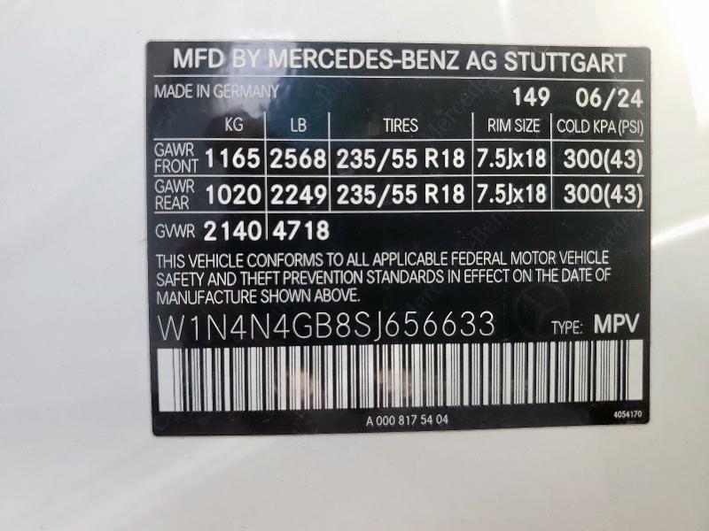 Продажа на аукционе авто 2025 Mercedes-benz Gla 250, vin: W1N4N4GB8SJ656633, номер лота: 66265385