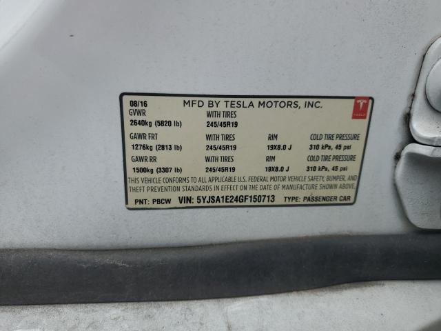 65731825 :رقم المزاد ، 5YJSA1E24GF150713 vin ، 2016 Tesla Model S مزاد بيع