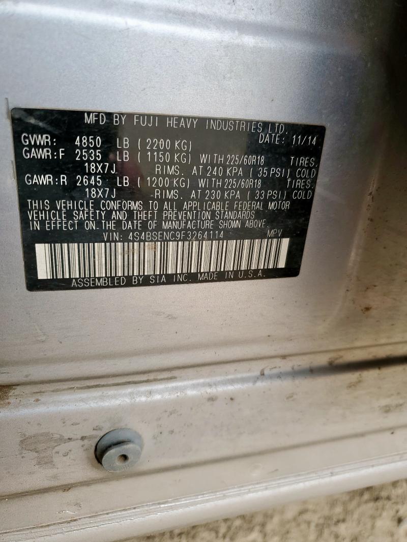 Aukcja sprzedaży 2015 Subaru Outback, vin: 4S4BSENC9F3264114, numer aukcji: 62643175