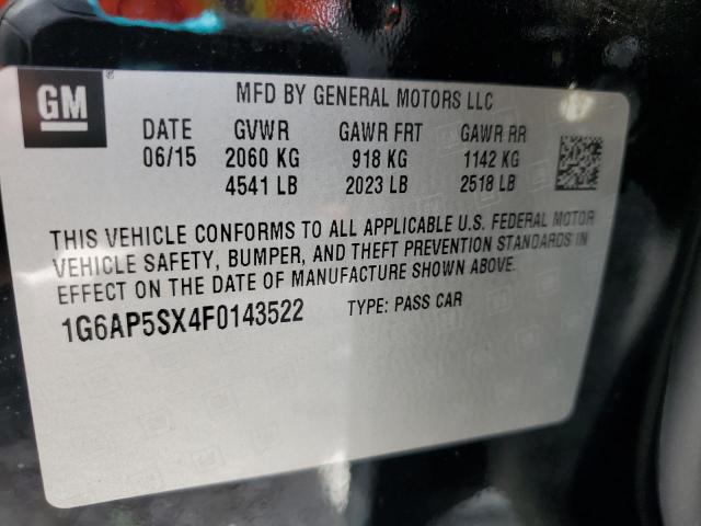2015 Cadillac Cts მანქანა იყიდება აუქციონზე, vin: 1G6AP5SX4F0143522, აუქციონის ნომერი: 65339535